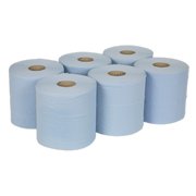 Sealey Paper Roll Blue 2-Ply Embossed 150m Pack of 6
