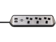 Brennenstuhl estilo Corner Extension Lead 240V 3-Gang 13A Black 2m