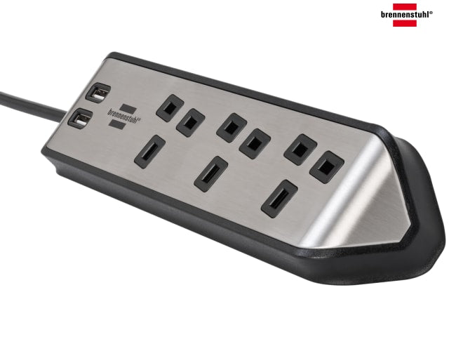 Brennenstuhl estilo Corner Extension Lead 240V 3-Gang 13A Black 2m