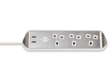 Brennenstuhl estilo Corner Extension Lead 240V 3-Gang 13A White 2m