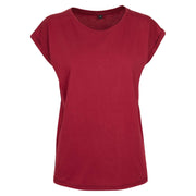 Build Your Brand Women's Extended Shoulder Tee - Burgundy