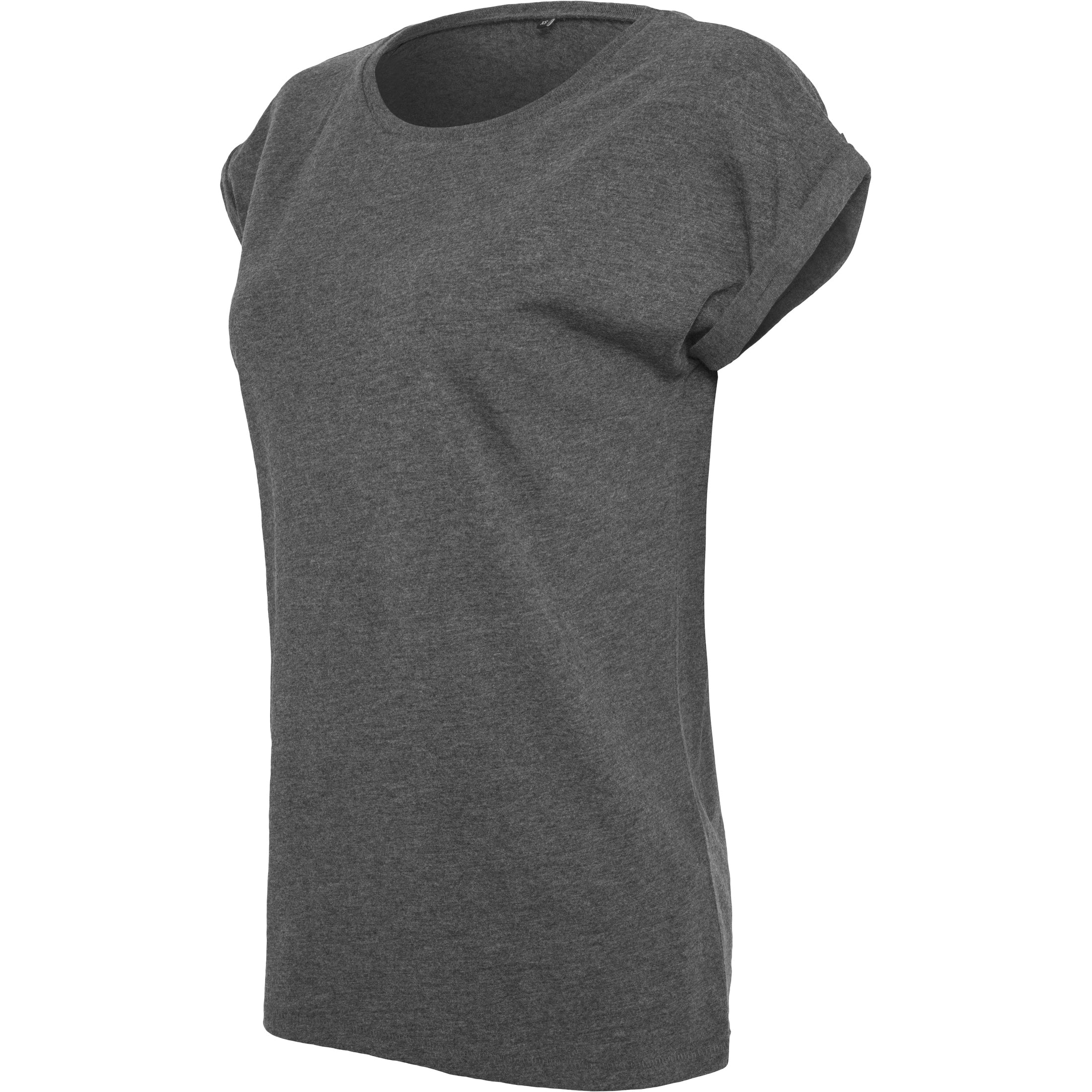 Build Your Brand Women's Extended Shoulder Tee - Charcoal