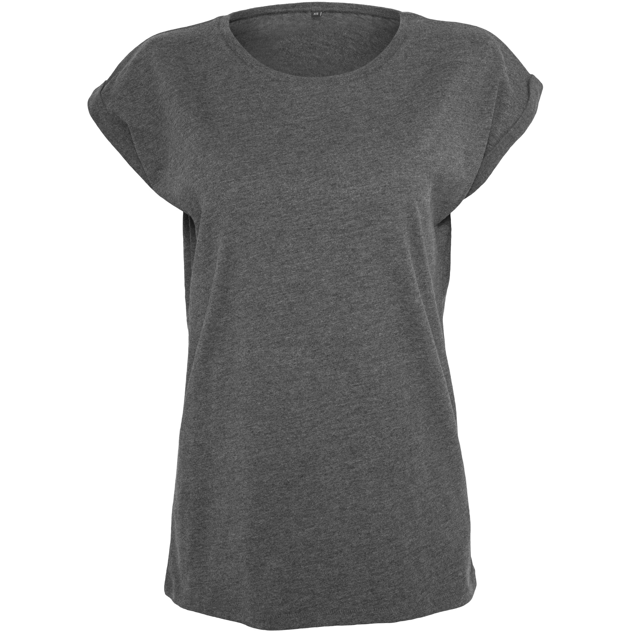 Build Your Brand Women's Extended Shoulder Tee - Charcoal
