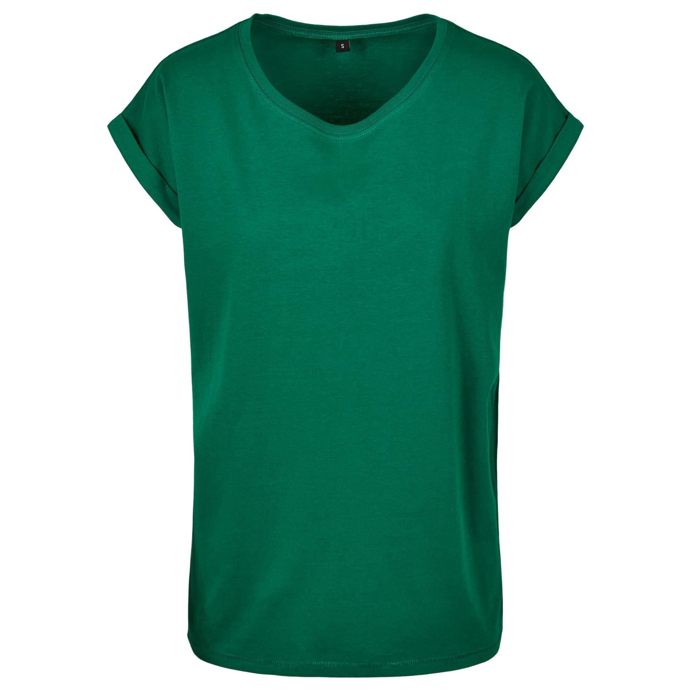Build Your Brand Women's Extended Shoulder Tee - Forest Green