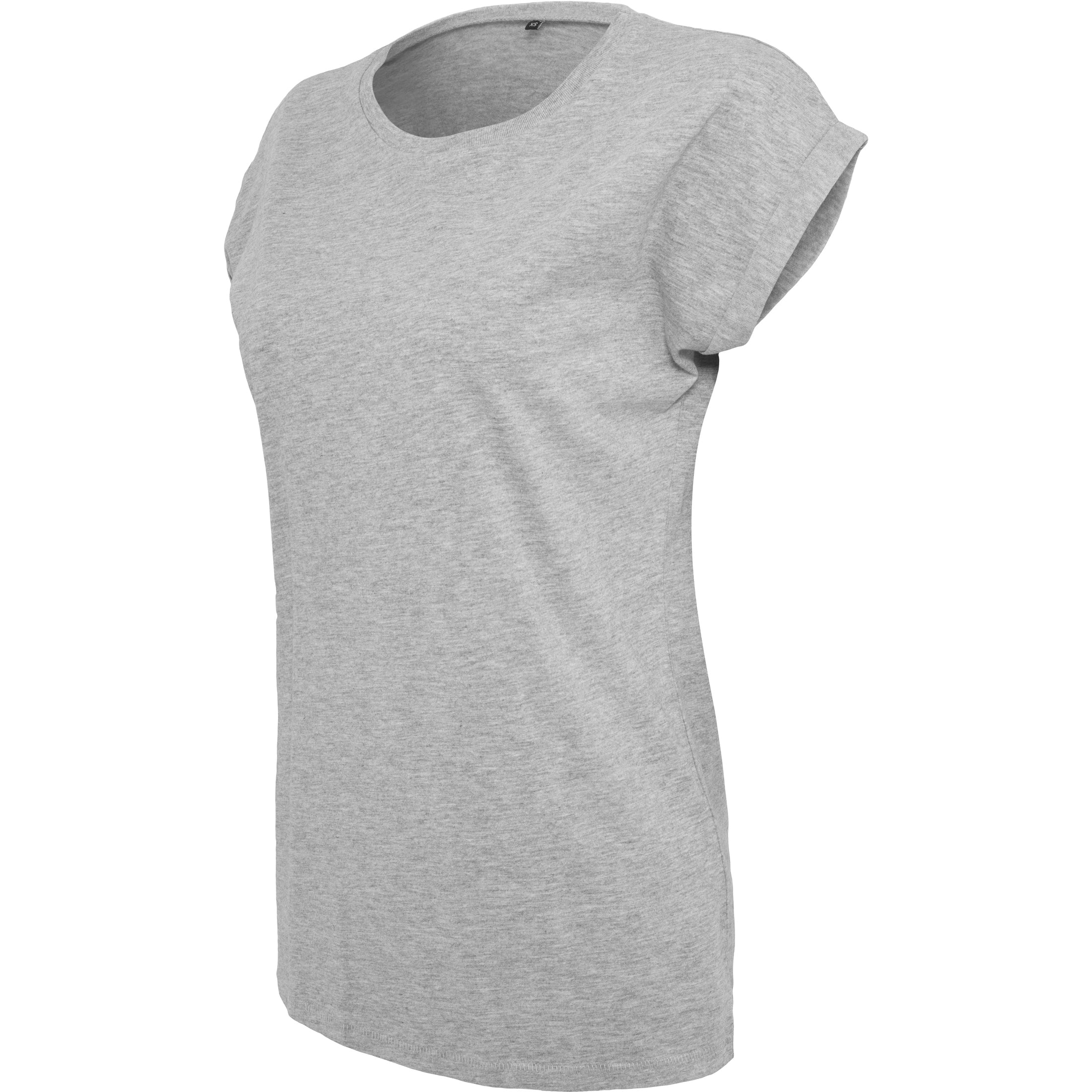 Build Your Brand Women's Extended Shoulder Tee - Heather Grey