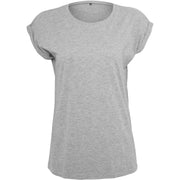Build Your Brand Women's Extended Shoulder Tee - Heather Grey