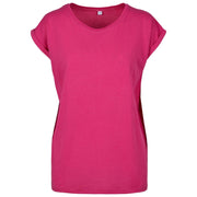 Build Your Brand Women's Extended Shoulder Tee - Hibiskus Pink
