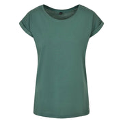 Build Your Brand Women's Extended Shoulder Tee - Pale Leaf