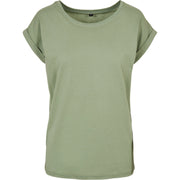 Build Your Brand Women's Extended Shoulder Tee - Soft Salvia