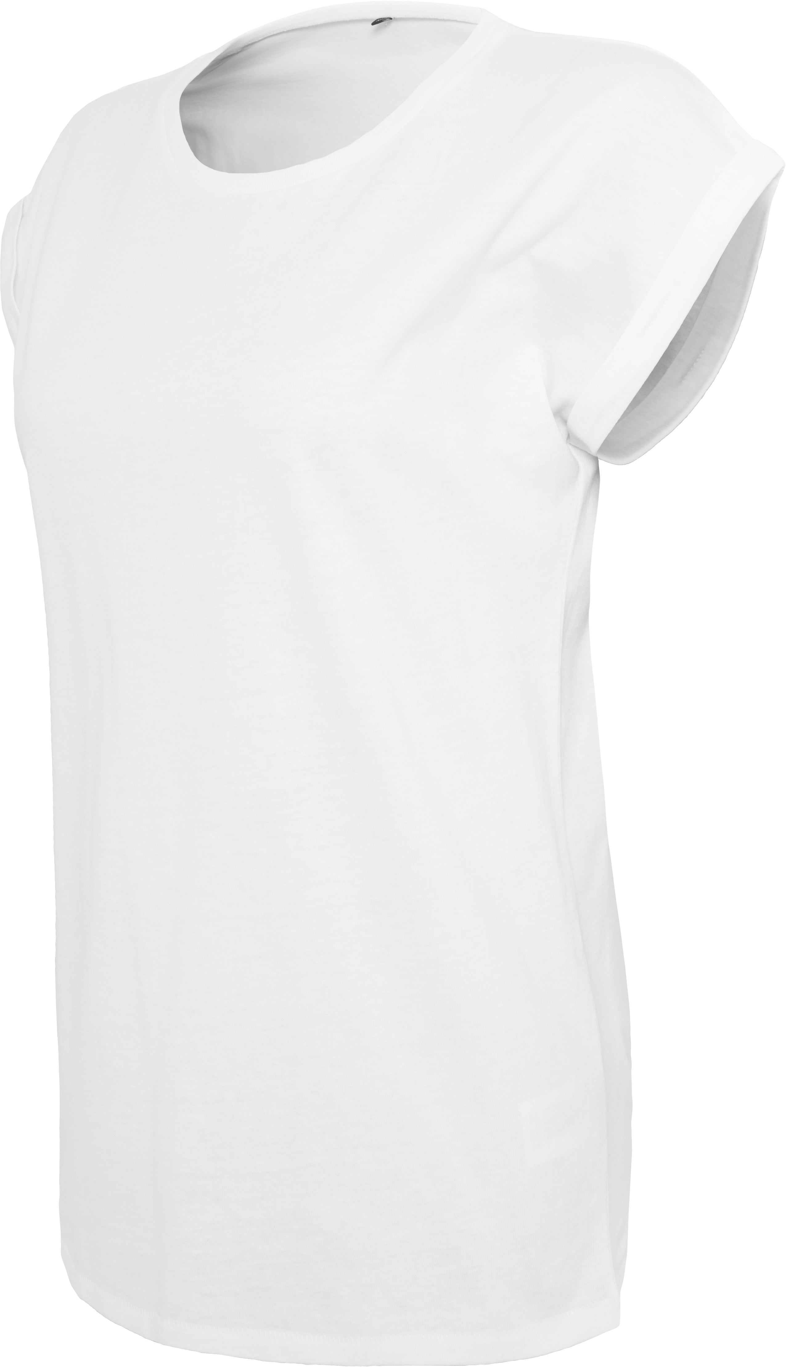 Build Your Brand Women's Extended Shoulder Tee - White