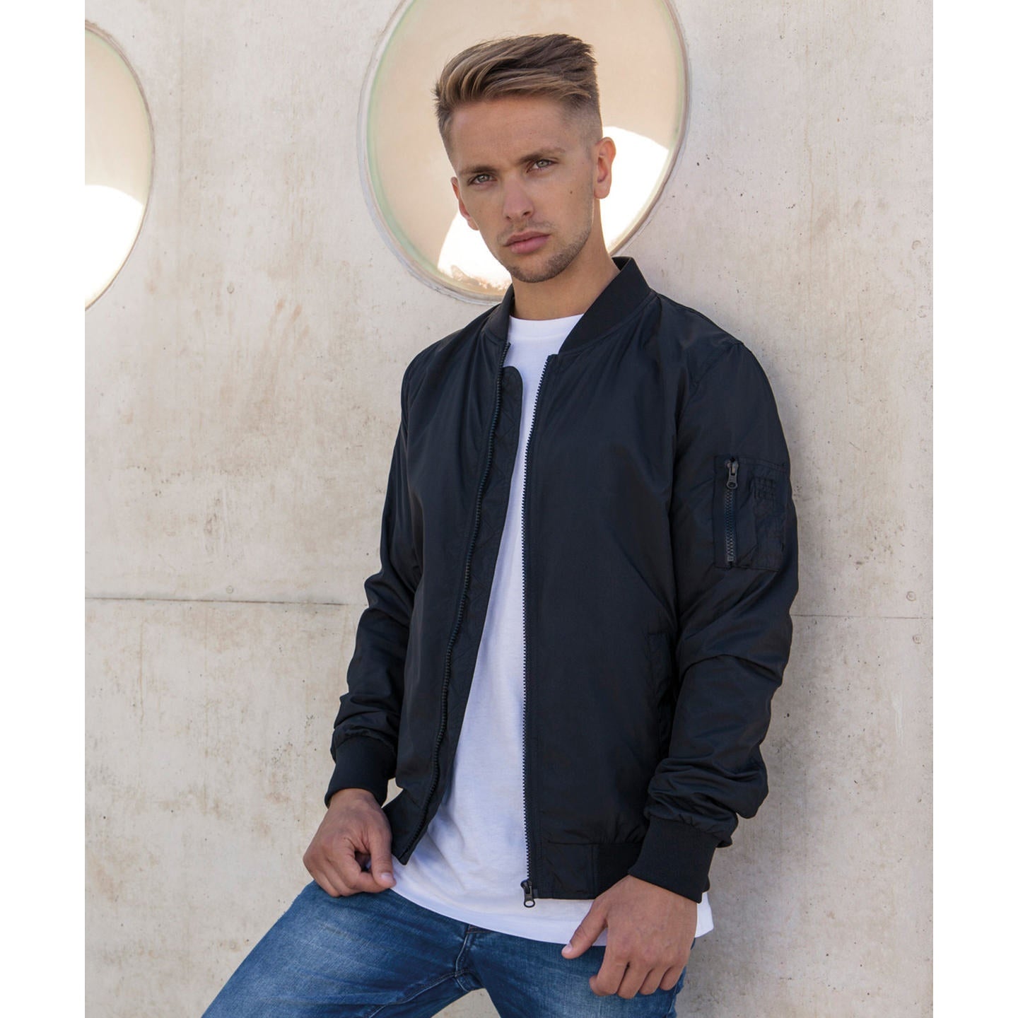 Build Your Brand Nylon Bomber Jacket