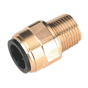 Sealey Straight Adaptor 15mm x 1/2"BSPT Brass (John Guest Speedfit® - MM011504N)