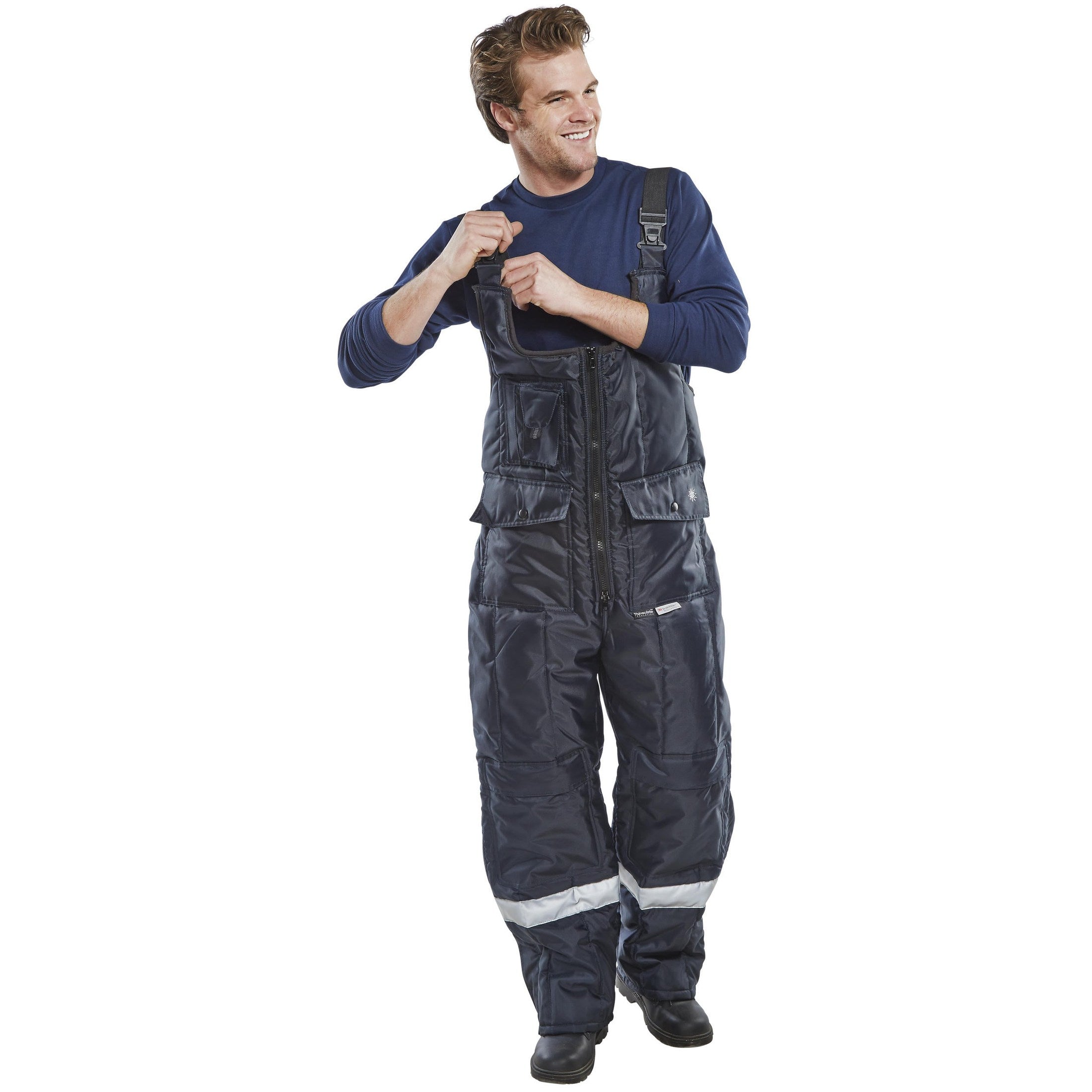 Beeswift Coldstar Freezer Bib Trousers Navy Blue