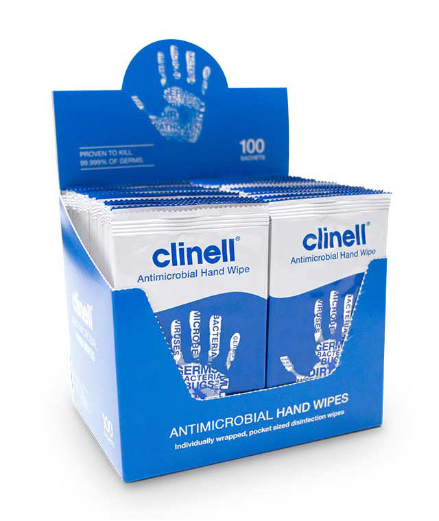 Beeswift Clinell Antibacterial Hand Wipes Individually Wrapped