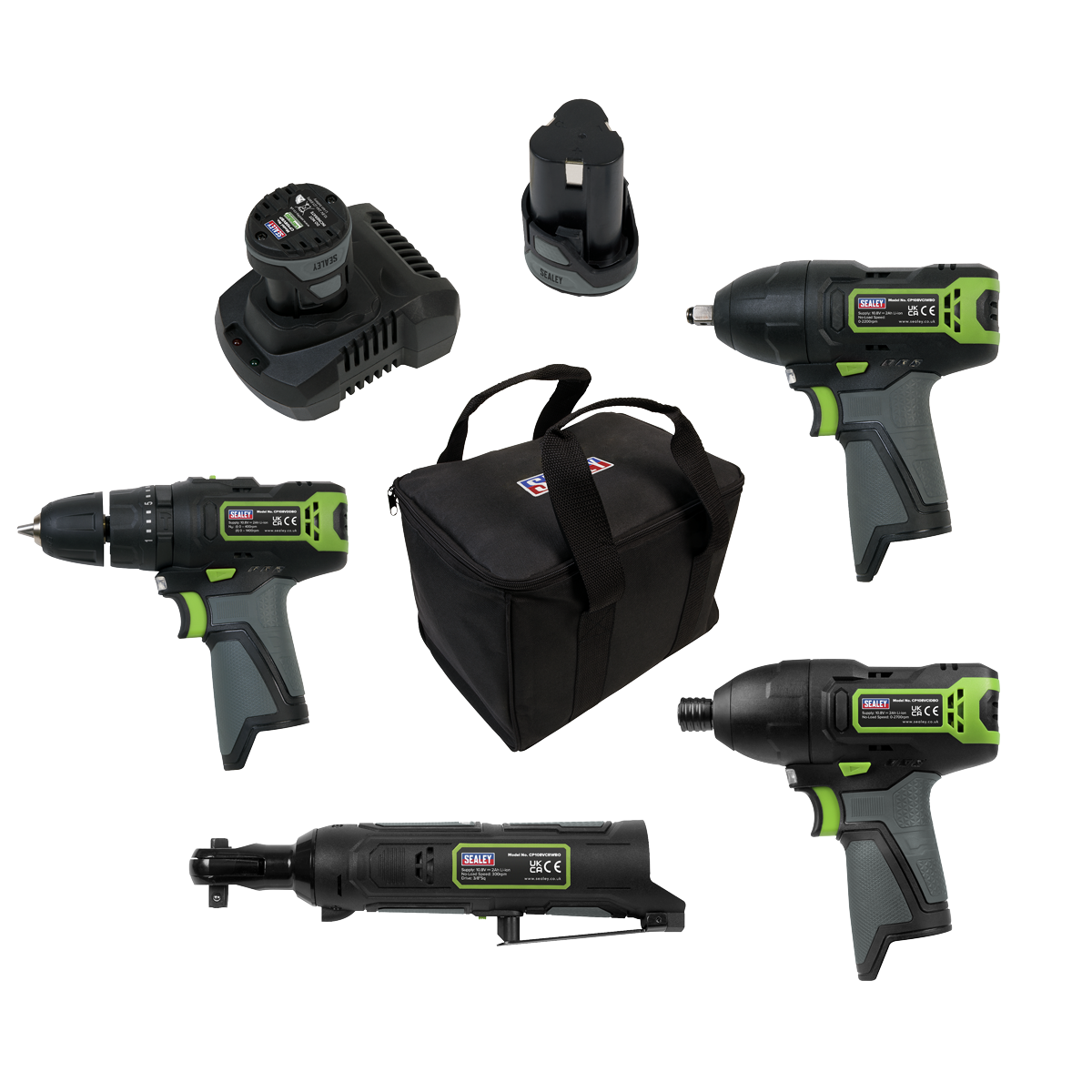 Sealey 4 x 10.8V SV10.8 Series Cordless Combo Kit - 2 Batteries CP108VCOMBO2