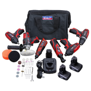 Sealey SV12 Series 6 x 12V Cordless Power Tool Kit - 3 Batteries