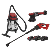 Sealey 3 x 20V SV20 Series Cordless Car Valeting Combo Kit - 2 Batteries