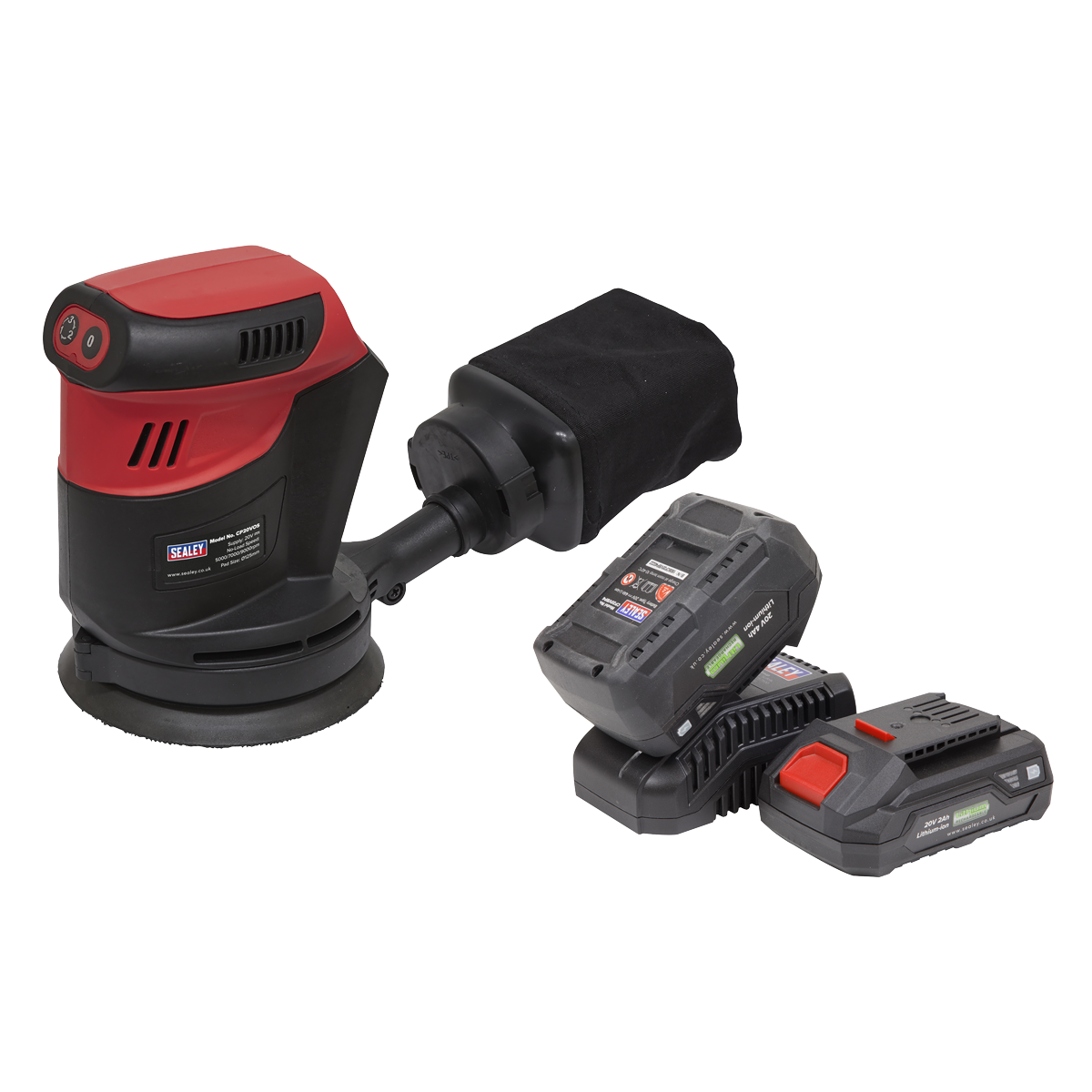 Sealey Cordless Orbital Palm Sander Kit Ø125mm 20V SV20 Series - 2 Batteries