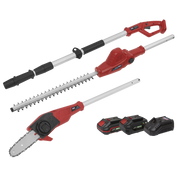 Sealey Telescopic Cordless Hedge Trimmer & Chainsaw Kit 20V SV20 Series - 2 Batteries