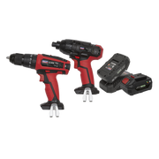 Sealey 2x 20V SV20 Series Cordless Ø13mm Combi Drill & 1/4"Hex Drive Impact Driver Combo Kit