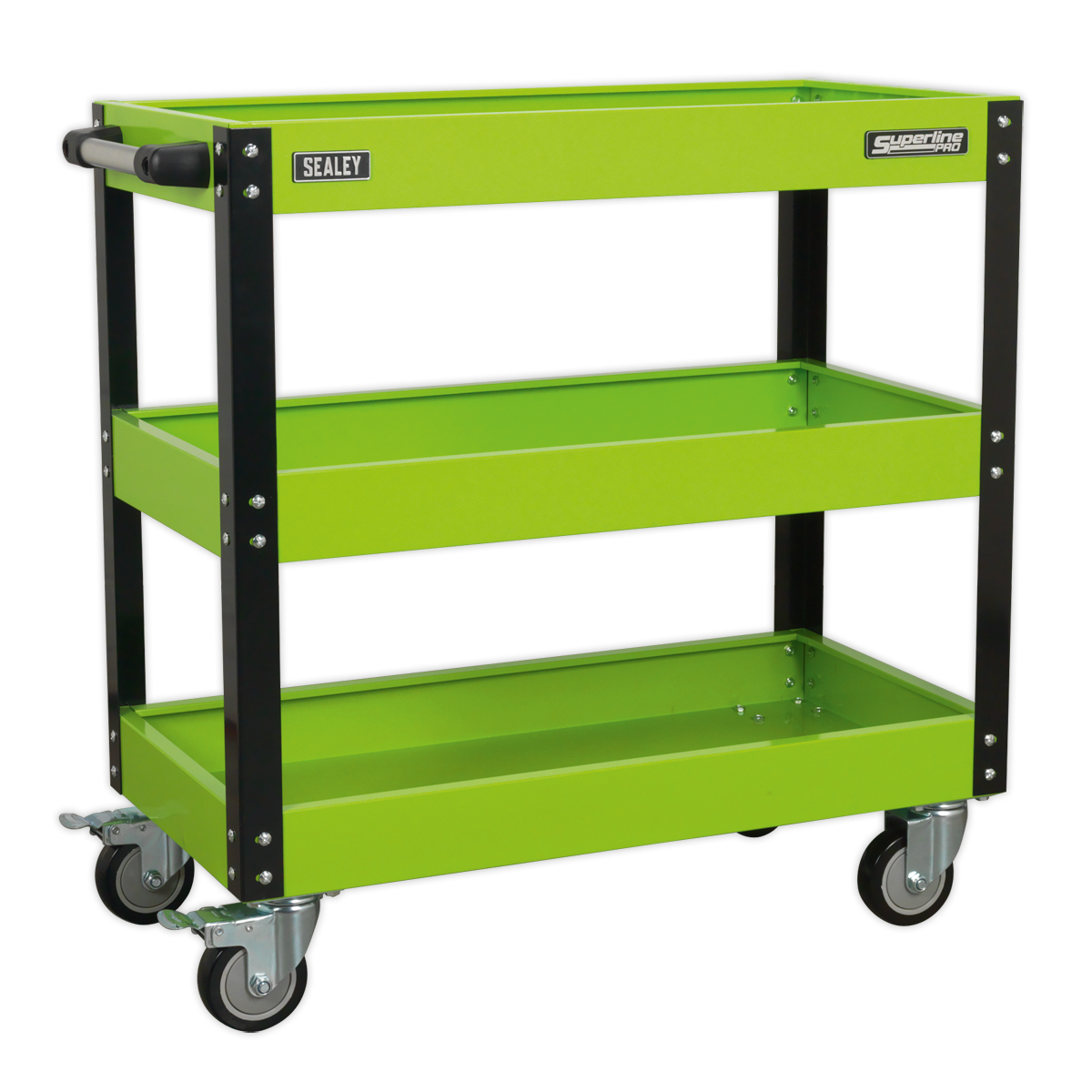 Sealey Workshop Trolley 3-Level Heavy-Duty - Hi-Vis Green