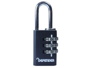 DEFENDER Black Die-Cast Combination Padlock 20mm