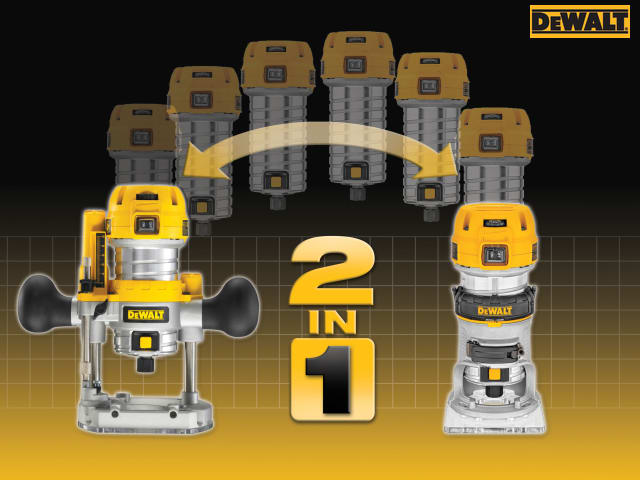 DEWALT D26204K 1/4in Premium Plunge & Fixed Base Combi Router 900W 240V