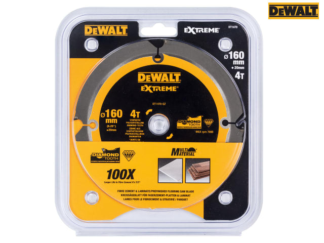DEWALT Extreme PCD Fibre Cement Saw Blade 160 x 20mm x 4T