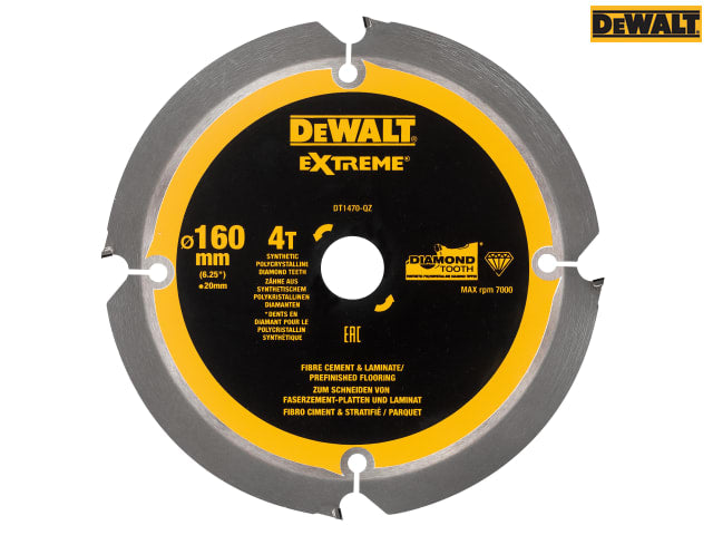 DEWALT Extreme PCD Fibre Cement Saw Blade 160 x 20mm x 4T