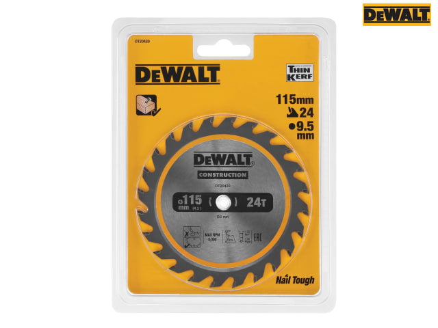 DEWALT DT20420 TCT Construction Circular Saw Blade 115 x 9.5mm x 24T