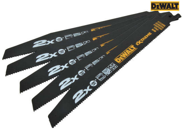 DEWALT 2X Life General Purpose Reciprocating Blade 228mm x 10 TPI (Pack 5)