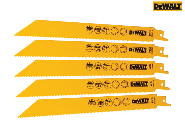 DEWALT Bi-Metal Reciprocating Blade for Metal 203mm x 14 TPI (Pack 5)