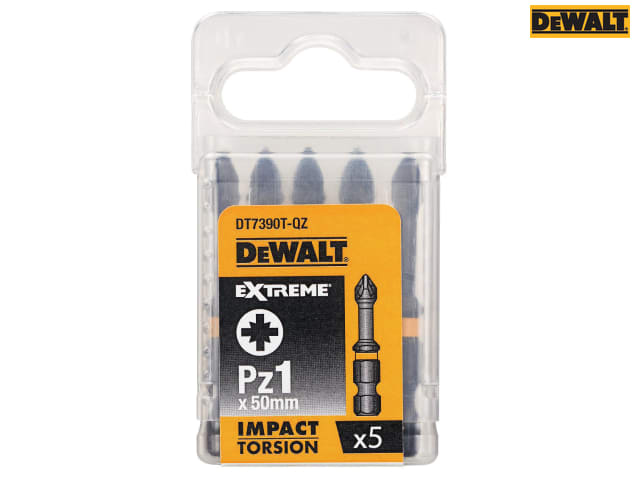 DEWALT Extreme Impact Torsion Bits PZ1 x 50mm (Pack 5)
