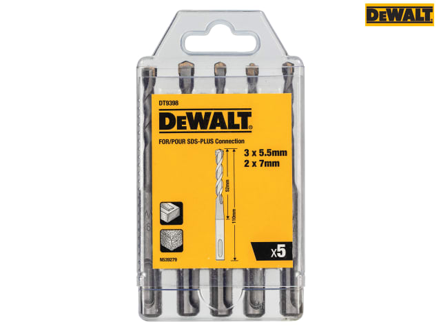 DEWALT DT9398 SDS Plus Drill Bit Set, 5 Piece