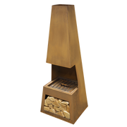 Sealey Dellonda Outdoor Chiminea Fireplace Heater Firewood Storage - Corten Steel