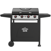 Sealey Dellonda 4 Burner Gas BBQ Grill, Ignition, Thermometer, Black/Stainless Steel