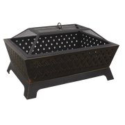 Sealey Dellonda 35" Rectangular Outdoor Fire Pit, Antique Bronze Effect