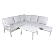 Sealey Dellonda Kyoto White 3-Piece Outdoor Garden Corner Sofa & Coffee Table Set