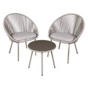 Sealey Dellonda Como 3pc Steel Bistro Set with Tempered Glass Top - DG55