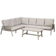 Sealey Dellonda Fusion 4-Piece Outdoor Garden Corner Sofa & Coffee Table Set, Aluminium