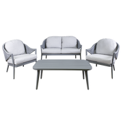 Sealey Dellonda Echo 4-Piece Aluminium Outdoor Garden Sofa Arm Chair & Coffee Table Set