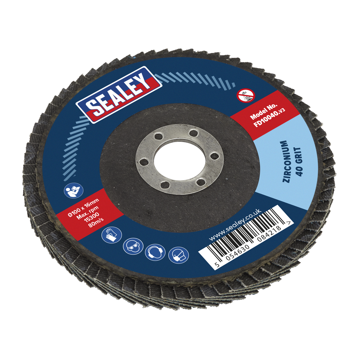 Sealey Flap Disc Zirconium Ø100mm Ø16mm Bore 40Grit