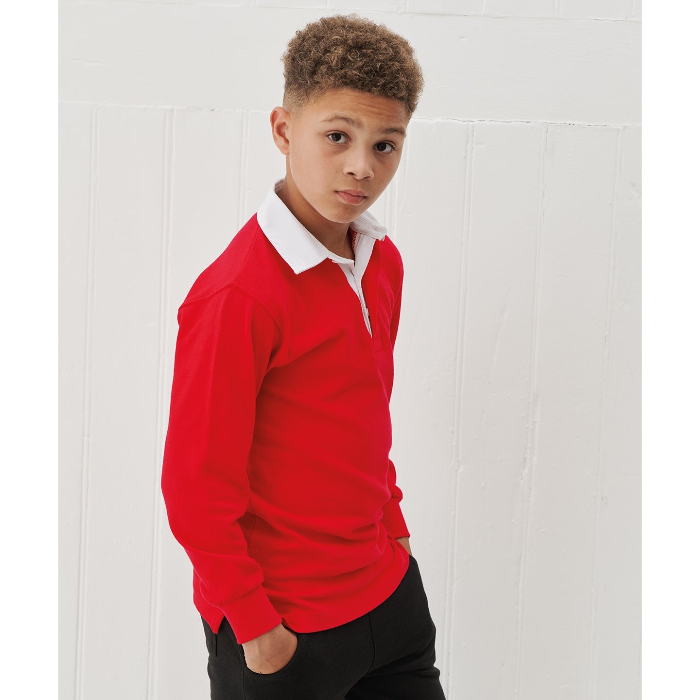 Front Row Kids Long Sleeve Plain Rugby Shirt