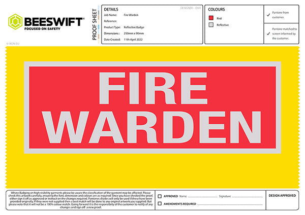 Beeswift Fire Warden Reflective Back
