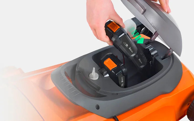 Flymo 36V EasiStore 340R - Battery-Powered Lawn Mower with LED Smart Display