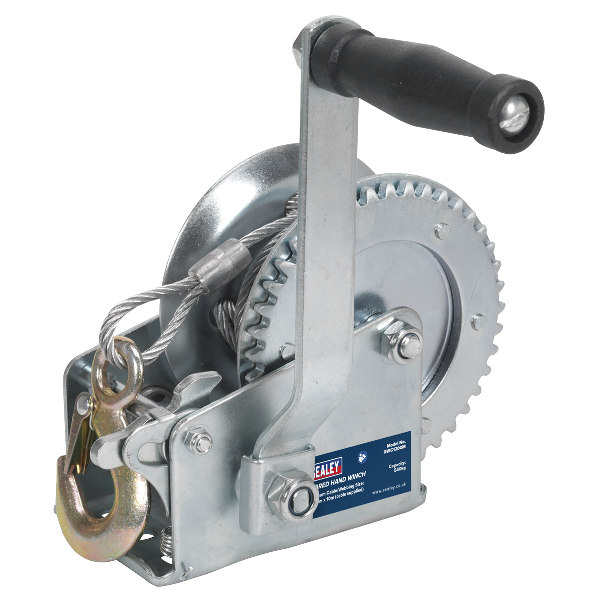 Sealey Geared Hand Winch 540kg Capacity with Cable