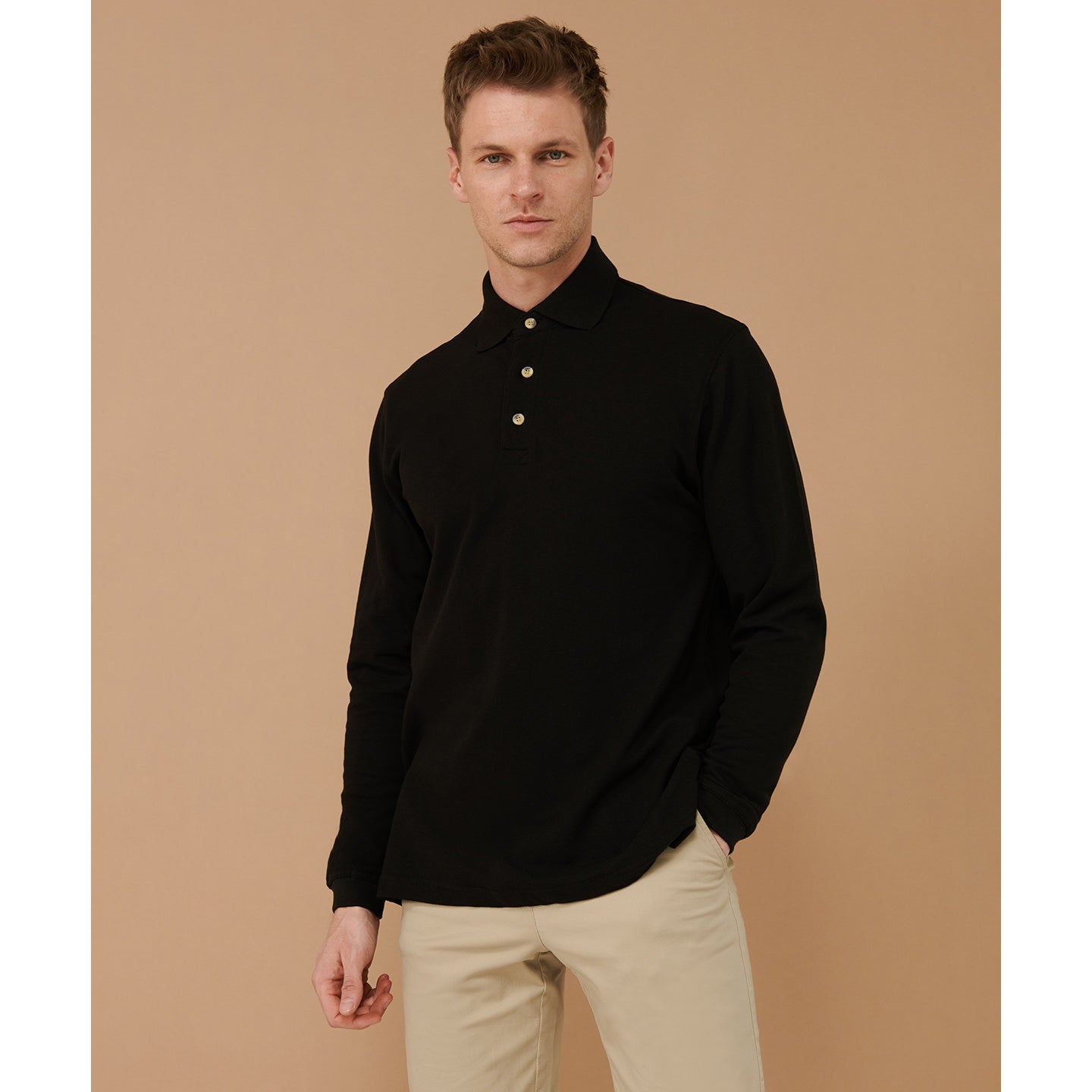 Henbury Long Sleeve Cotton Polo Shirt