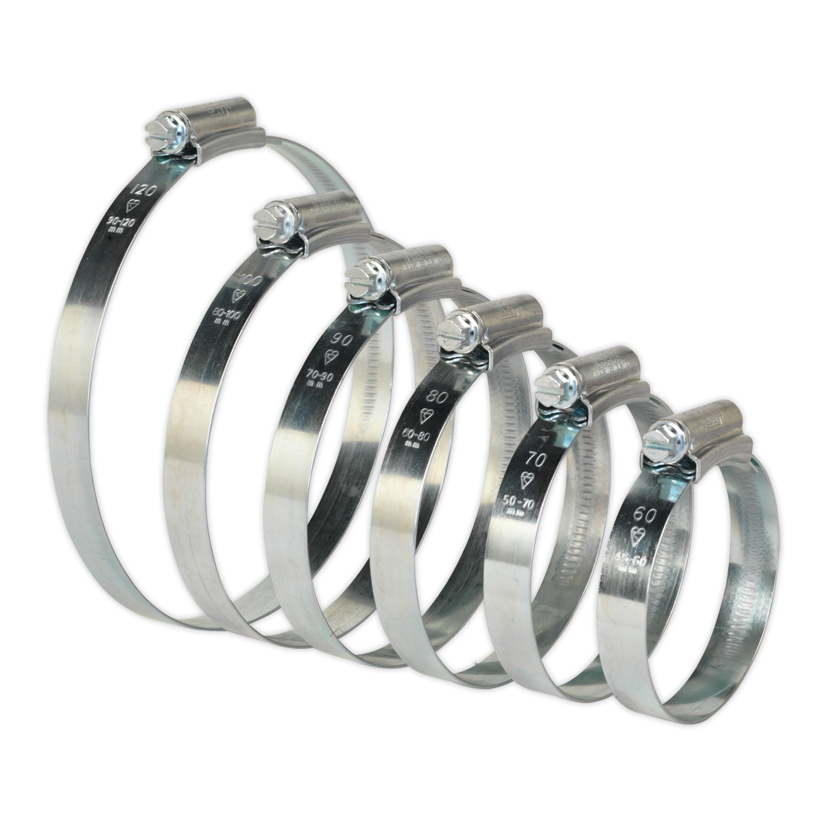 Sealey HI-GRIP® Hose Clip Assortment 26pc Sizes Ø45-160mm