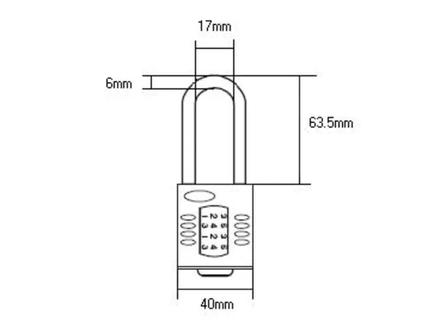 Squire CP40/2.5 Combination Padlock 4-Wheel 40mm Extra Long Shackle 63mm