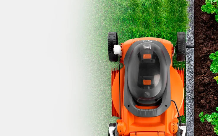Flymo 36V EasiStore 340R - Battery-Powered Lawn Mower with LED Smart Display